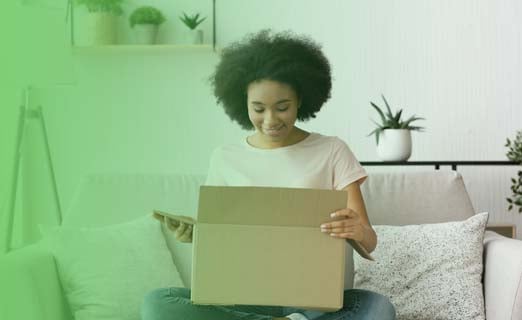 Girl opening package
